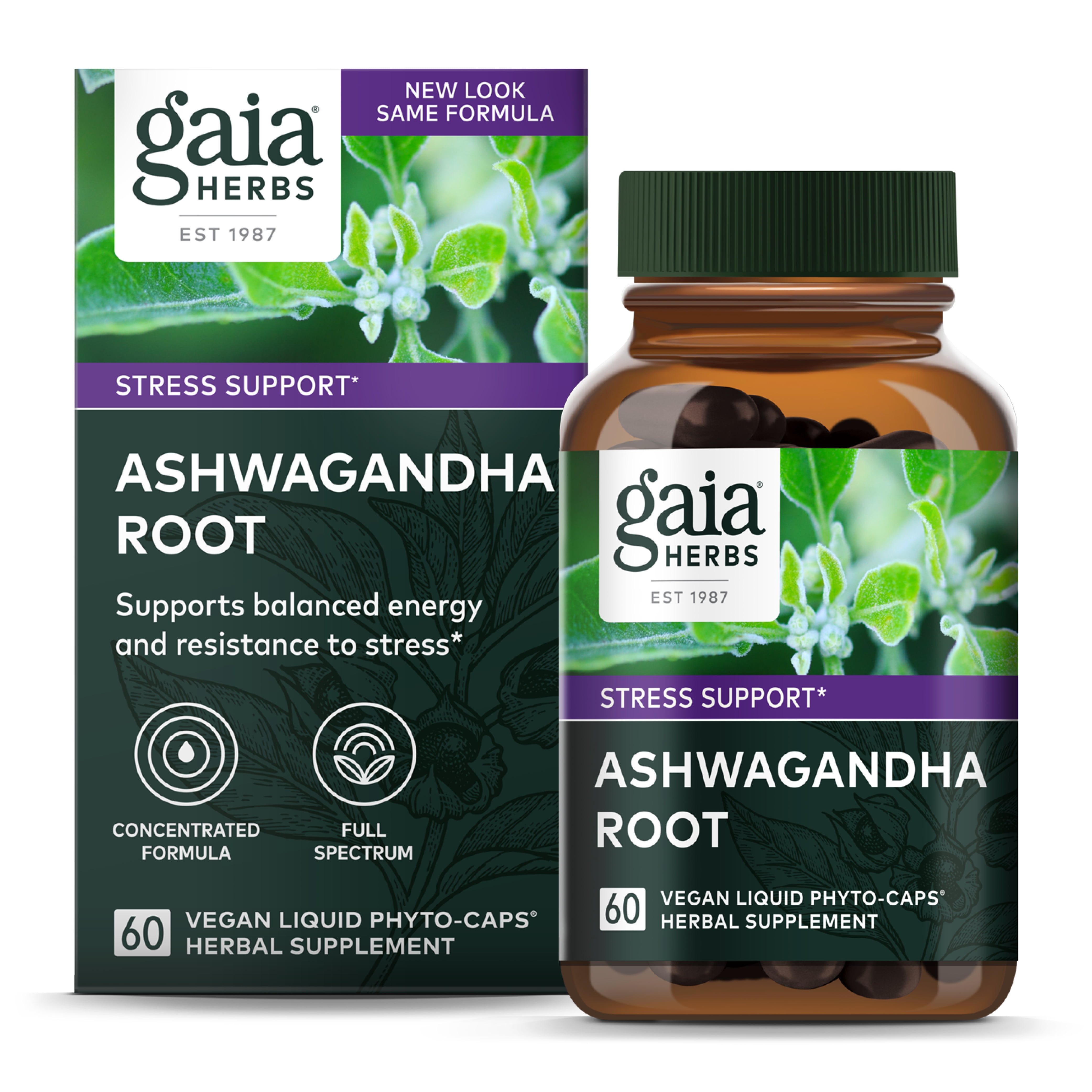 Gaia Herbs Ashwagandha Root - Made with Organic Ashwagandha Root to Help Support a Healthy Response to Stress, the Immune System, and Restful Sleep - 60 Vegan Liquid Phyto-Capsules (30-Day Supply)