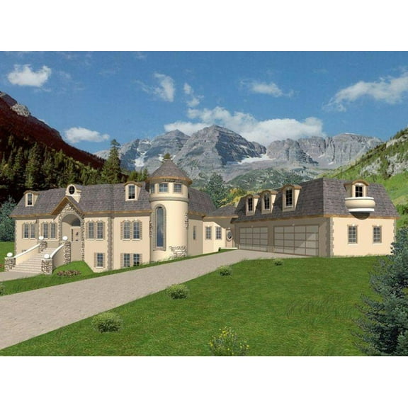 001-2017: French country ICF 5 Bed, 6 Bath Luxury Home Plan, 5600 Sq Ft: Full Blueprints with License to Build by Home Plan Marketplace - Lesuto