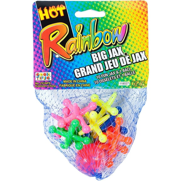 New 1 Rainbow Neon Big Jax Jacks and Ball Set