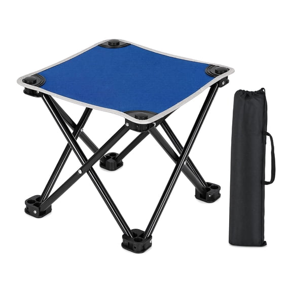 Camping Stool – Lightweight Foldable Backpack Stool, Portable Outdoor Foot Rest Ottoman for Park, Patio, Hiking & Travel (Blue)