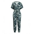 thumbnail image 4 of Women's Camouflage Jumpsuit Casual Elastic High Waist Jumpsuits Bottom Pants V Neck Romper Trousers with Pockets, 4 of 5