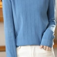 thumbnail image 4 of Fesfesfes Women's Pullover Fall Winter Sweater Leisure Long Sleeve Round Mock Neck Solid Color Tops Solid Color Warmkeeping Comfy Sweater(Light Blue#5,L), 4 of 6