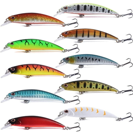 Holzlrgus Jerkbait Fishing Lures Jerk Baits for Bass Fishing Jerk Bait Minnow Lures with Tackle Box for Freshwater Saltwater 10pcs