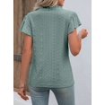 thumbnail image 5 of Deago Women's Summer V Neck Eyelet Ruffle Short Sleeve T Shirts Loose Fit Tops Dressy Casual Blouses (Green, M), 5 of 9