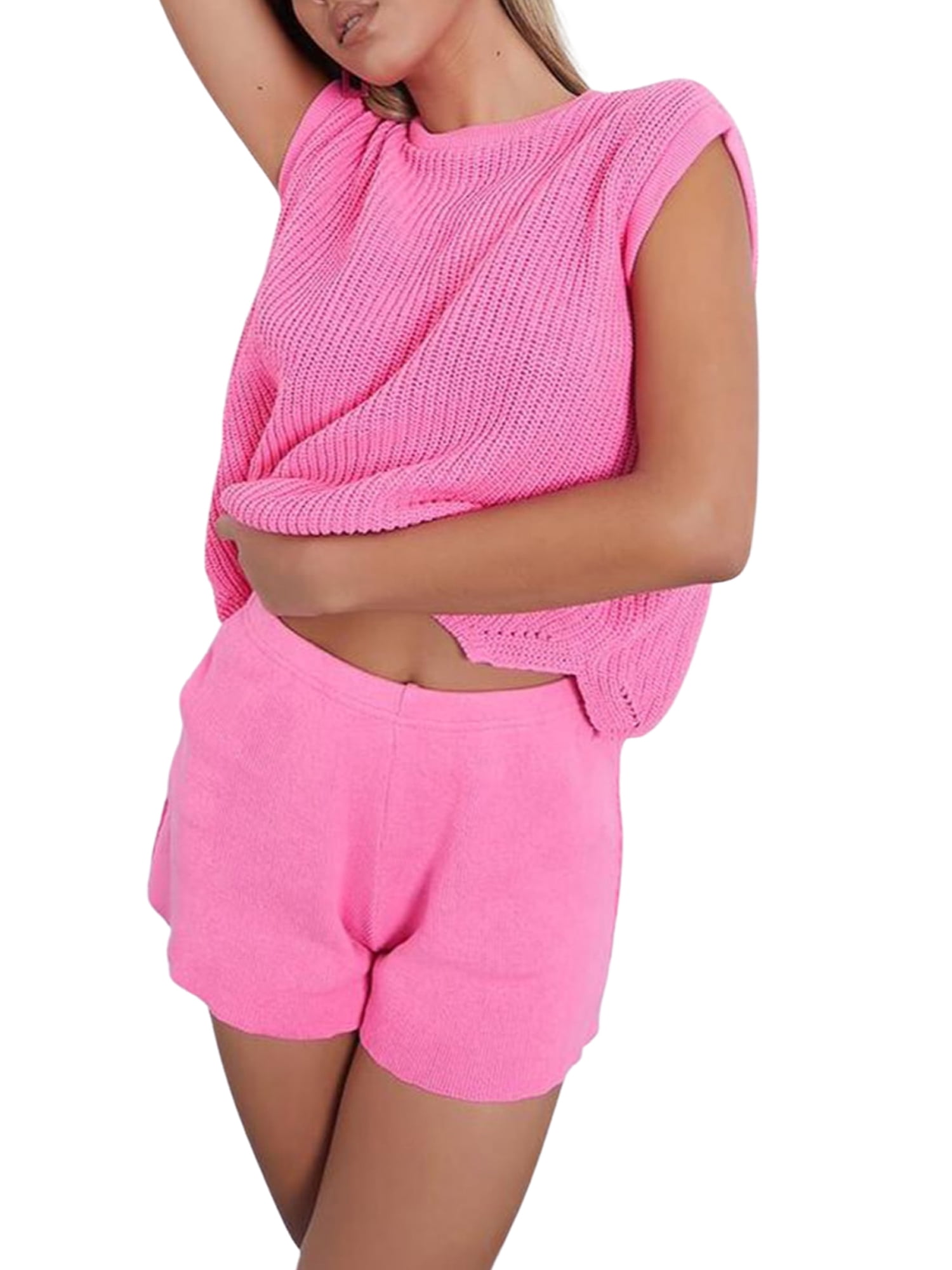 2 Pcs Women Knit Outfits Sweater Vest + 