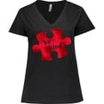 thumbnail image 3 of Inktastic Autism Awareness Be Kind Red Puzzle Piece Women's Plus Size V-Neck T-Shirt, 3 of 5