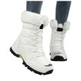 thumbnail image 5 of CAICJ98 Womens Winter Boots Lace Up Mid Carf Boots Warm Lined Waterproof Fashion Snow Boots for Women (White,Size 8.5), 5 of 8