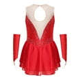 thumbnail image 4 of Alvivi Girls Ice Figure Skating Dress Ballet Dance Competition Gymnastics Skirt Leotard with Gloves Red 12, 4 of 7