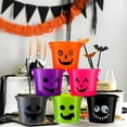 thumbnail image 6 of HCTSHG Halloween Trick or Treat Bucket, Halloween Jack O Lantern Candy Basket, Trick or Treat Pumpkin Pails Cauldron Kettle Candy Holder, Halloween Party Supplies, 6 of 8