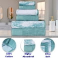 thumbnail image 4 of BNM Cotton 8 Piece Assorted Solid and Marble Towel Set, Cyan, 4 of 9