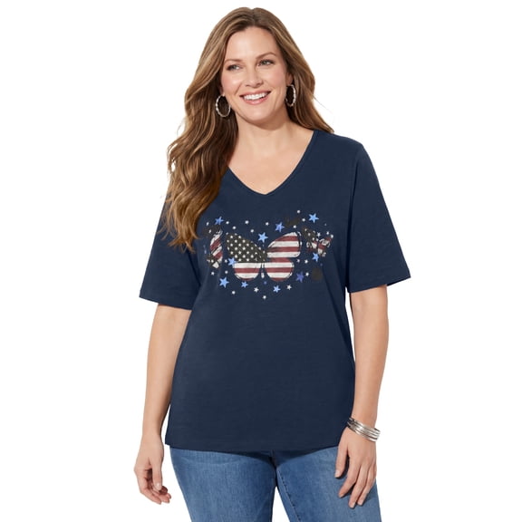 Catherines Women's Plus Size Stars & Shine Tee