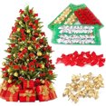 thumbnail image 6 of Tutuviw 12Pcs Christmas Tree Bows Mini Red Flocking Cloth Bowknot Xmas Decor Wreath Ornaments Hanging Decorations for Xmas Tree Ornaments Party, 6 of 7