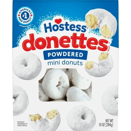 Indulge in Fluffy Powdered Sugar Mini Cake Donuts from Hostess Donettes — Perfect 10 oz Pack for Breakfast or On-the-Go