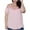 Pink, variant on Xixinqiwan Womens Plus Size Cold Shoulder Tops Casual Short Sleeve Scoop Neck Lace Pleated T Shirts Tunic Blouse