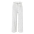 thumbnail image 4 of felwors Women's Fuzzy Plush Pajama Pants Drawstring Elastic Waist Wide Leg Teddy Pj Bottoms Lounge Pants White, XXL, 4 of 5