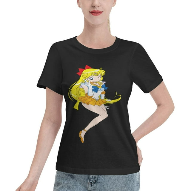 T-Shirt Basique à Manches Courtes pour Femmes Sailor Moon Aino Minako