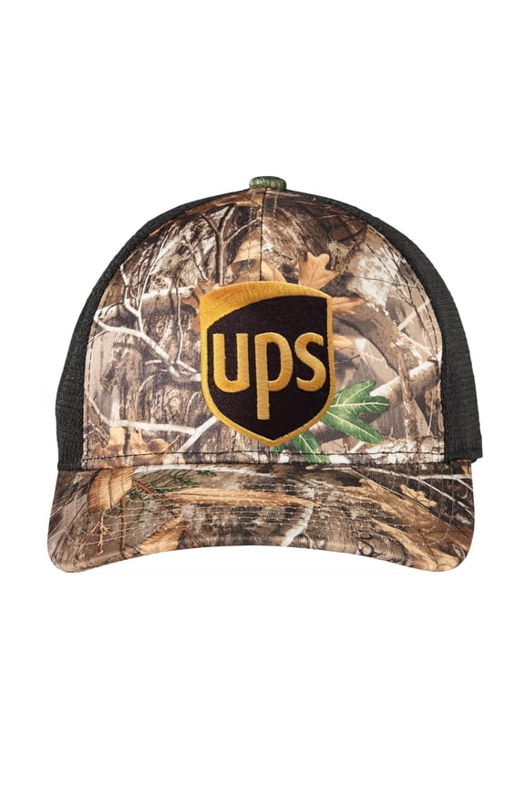Camo Brown Camouflage Mesh Back United Parcel Service Official Style Color Embroidered Front Patch Front Snapback Khaki Brown Baseball Cap Hat