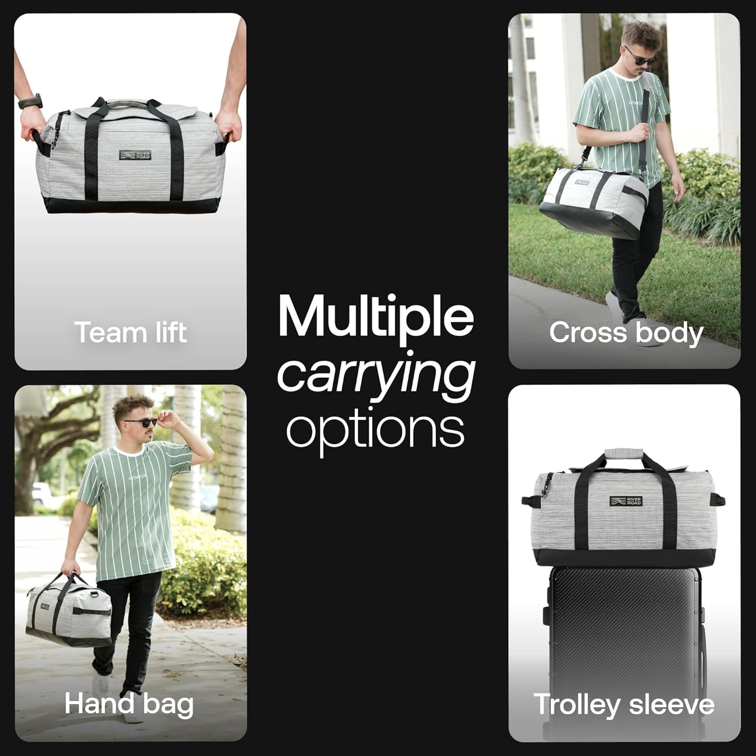 RIVER ROAD Town-Trekker 33L Heavy Duty Duffle Bag for Sports & Travel - Unisex Gray