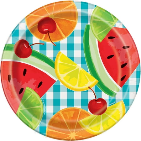 - Teal Gingham Picnic Paper Dessert Plates, 7 in, 8ct