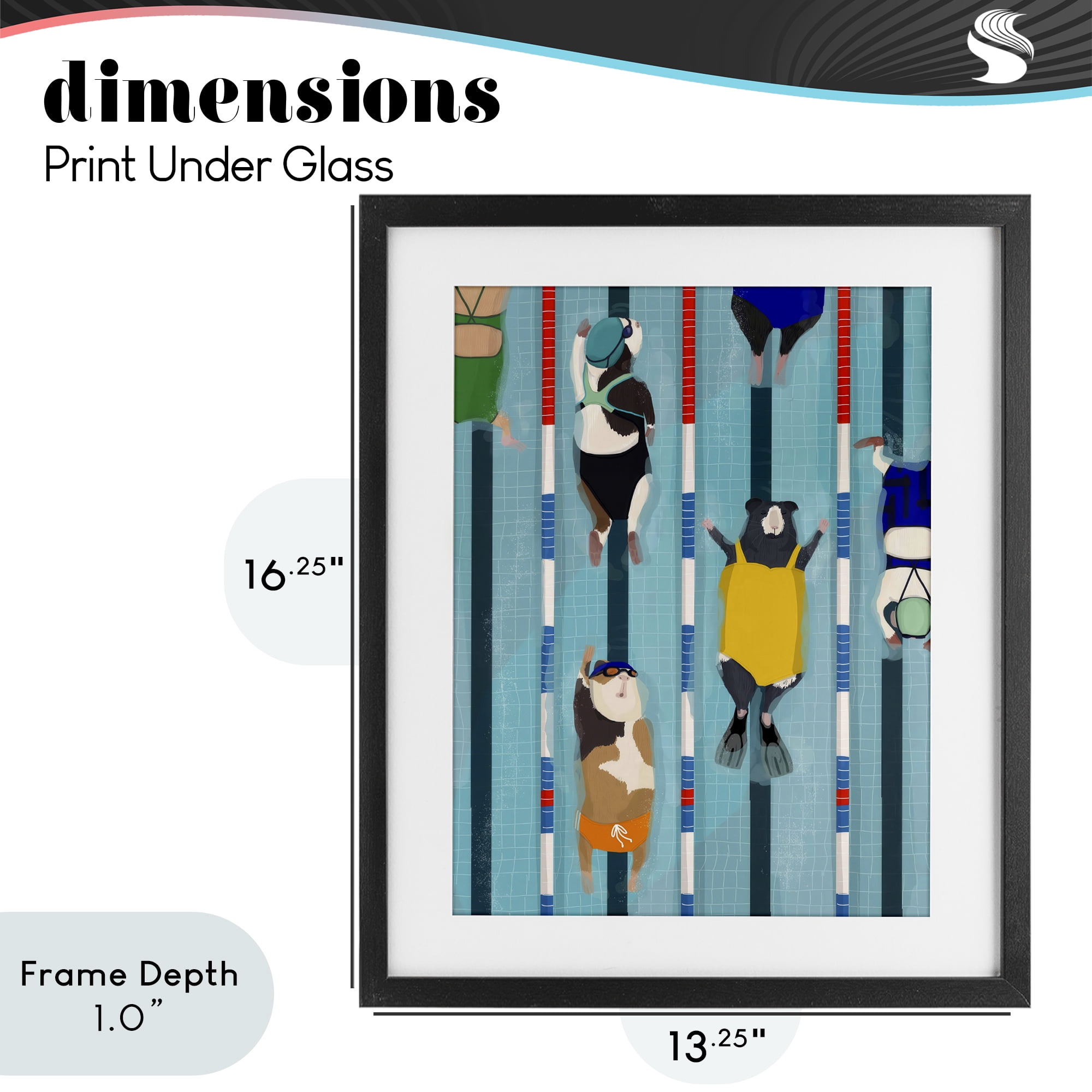 Stupell Industries Guinea Pigs at Lido Black Framed Print Under Glass, design by Hanna Melin