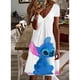 thumbnail image 3 of Vestido con estampado de Lilo y Stitch de Disney para mujer, largo hasta la rodilla, cuello en V, informal, elegante, diseño de moda, nuevo Y2K, verano 2024, 3 of 5