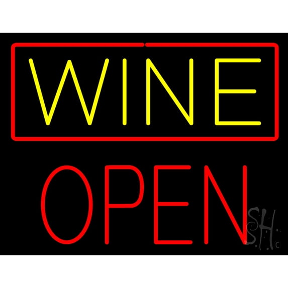 Wine Block Open LED Neon Sign 24 x 31 - inches, Clear Edge Cut Acrylic Backing, with Dimmer - Bright and Premium built indoor LED Neon Sign for Bar decor.