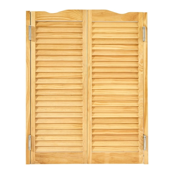 Saloon Swinging Doors 32"" x 42"" Arched Top Pine Wood Double Panel Half Door with Hinges, Automatic Closing, Quiet Operation, Minimalist Design for Kitchen, Bar, Cafe, Home, or Commercial Interior