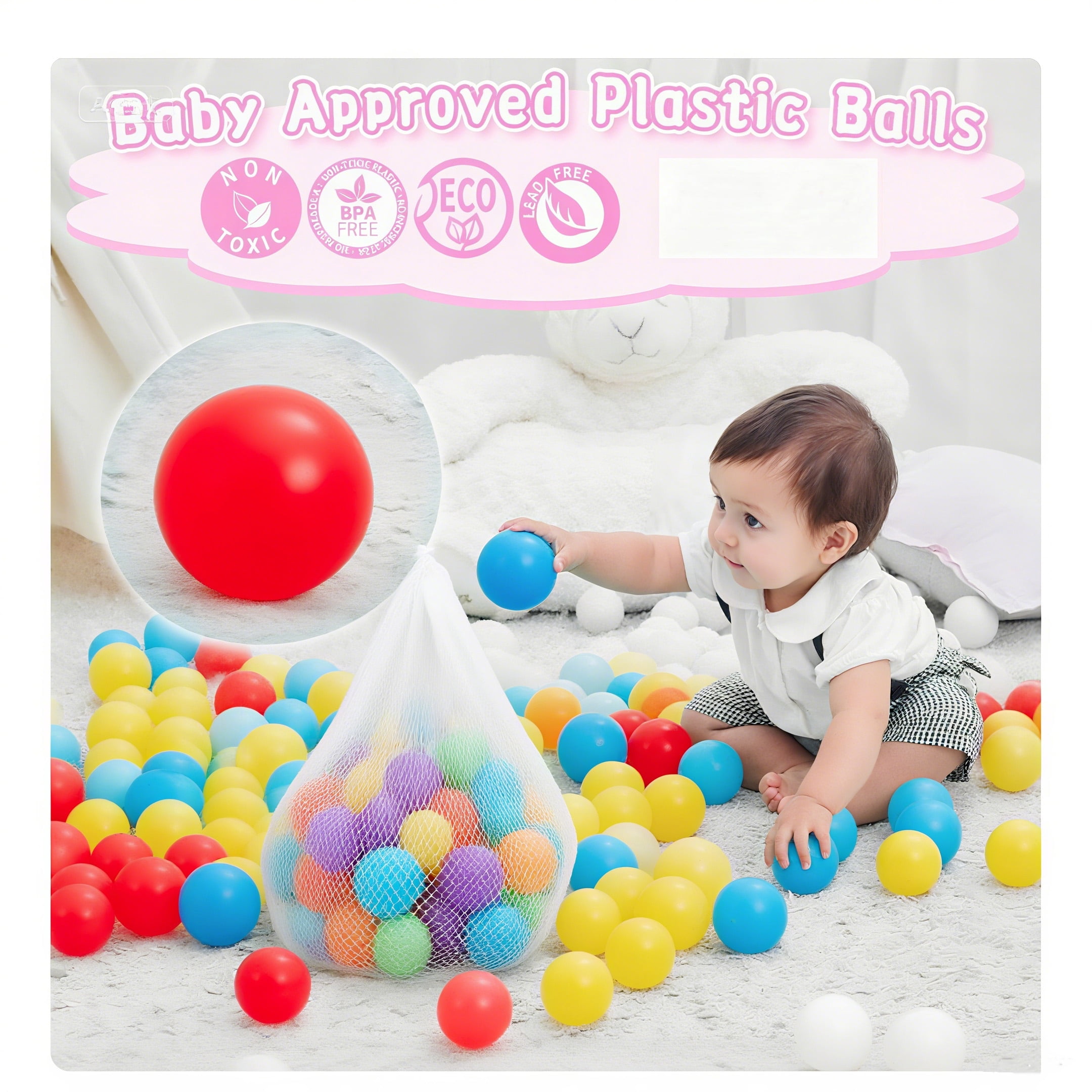 Ball Pit Balls 1000 Count for Kids, Colorful Phthalate Free BPA Free Baby Toddler Play Balls for Kids Toddlers - Safe, Crushproof, Lightweight, Durable Spheres, Rainbow