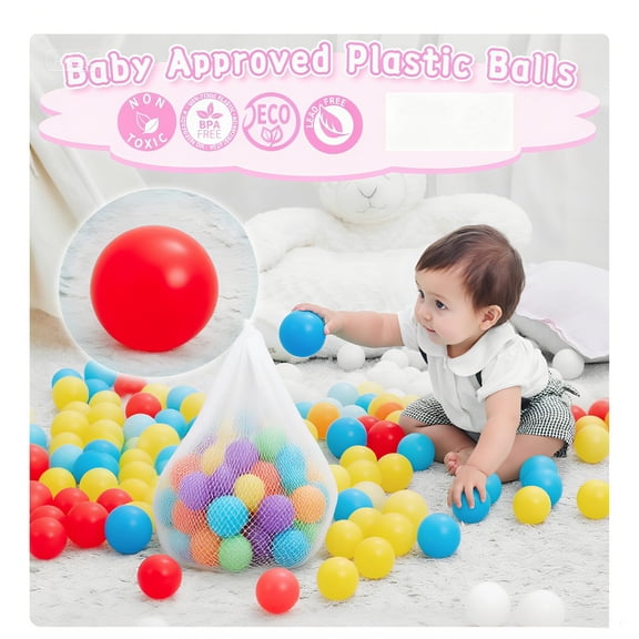Urday 500 Pcs Ball Pit Balls, Phthalate & BPA Free Colorful Plastic Balls for Kids, 2.2" Crushproof Durable Play Balls for Indoor & Outdoor Fun