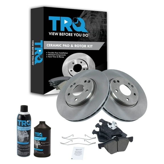 TRQ Brake Pad & Rotor Front Ceramic Kit w/Chemicals for Chrysler Mercedes Benz BKA17082