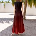 thumbnail image 3 of Vintage Floral V-Neck Sleeveless Pleated Dress Summer Boho Dress with Sheer Overlay and Side Ties for Garden Events,Wine 2XL, 3 of 4