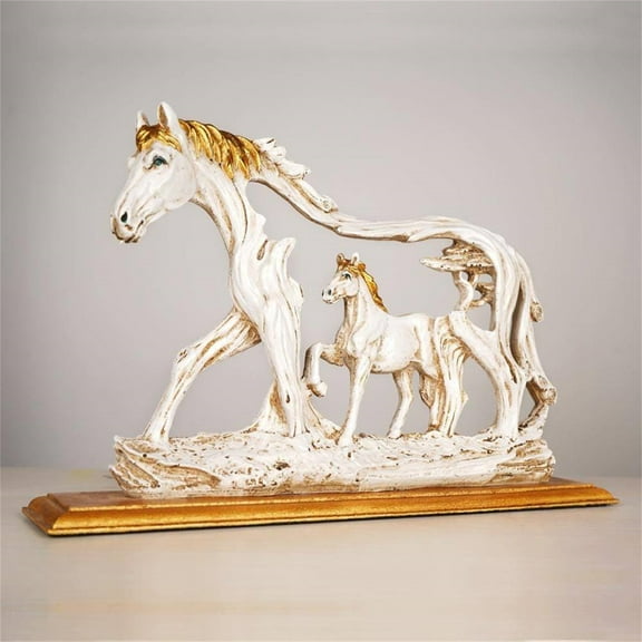 Horse Sculpture Statue, Standing Galloping Horse Resin Statue Decorative Horse Ornament, Collectible Horse Figurine for Home, Office, Desktop