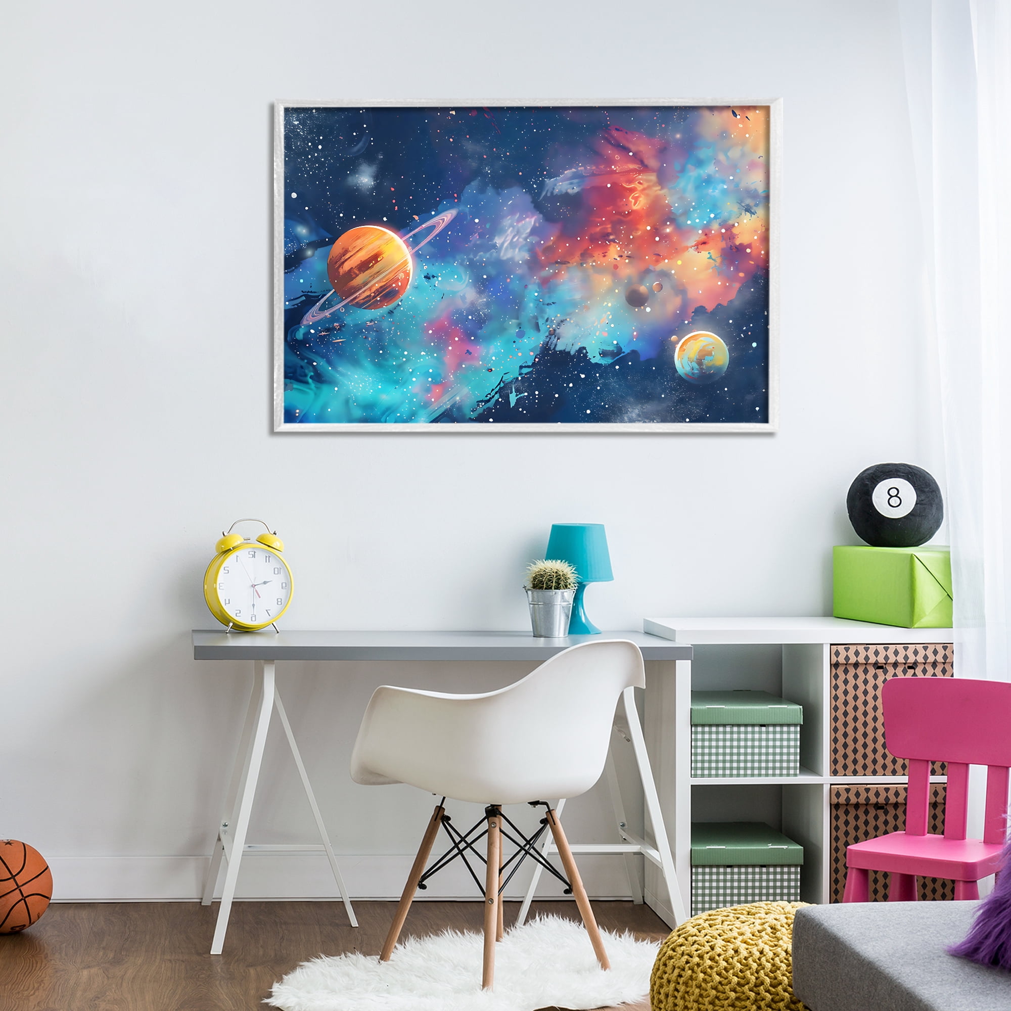 Stupell Industries Nebula Dreams Scattered Planets White Framed Giclee Art, design by Creative Studio