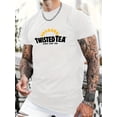 thumbnail image 1 of Camiseta de algodón de manga corta para hombre con estampado "Twist Tea Iced Tea", cuello redondo informal, corte cómodo, estilo urbano moderno, top de verano para el día a día y actividades al aire l, 1 of 5