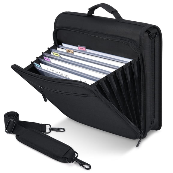 MoKo Zipper Binder for school, 2 Inch 500 Sheet Capacity Binder Organizer with Shoulder Strap, School Supplies,Black