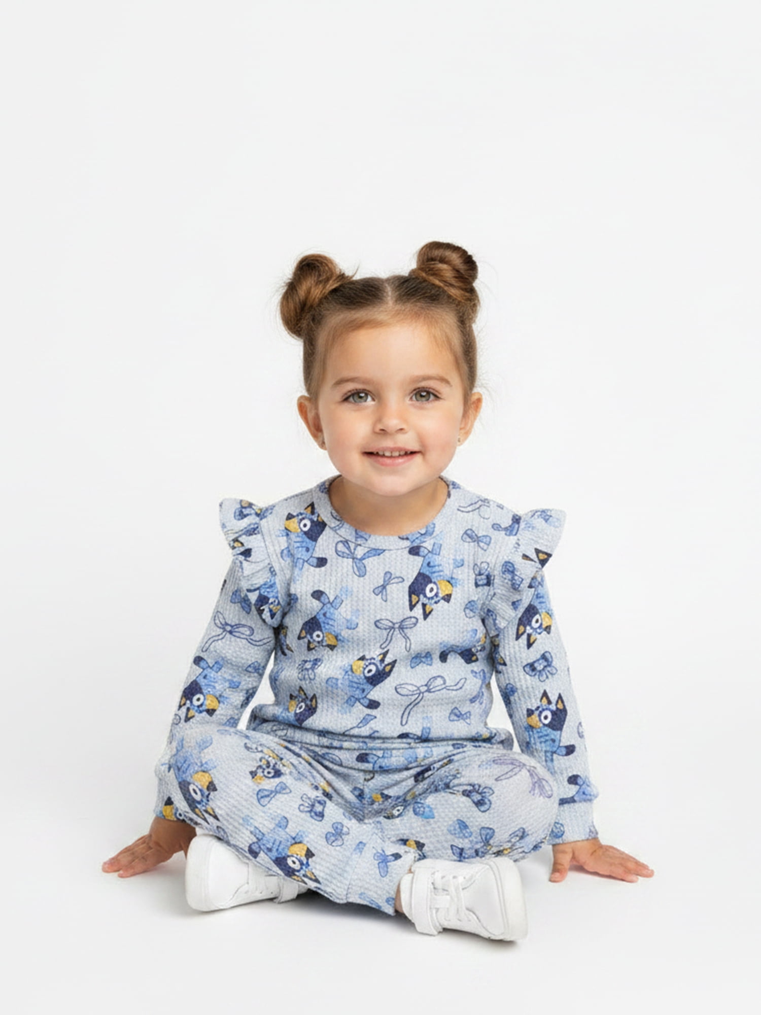 Bluey Baby Girls Waffle Knit Top and Pants Set, 2-Piece, Sizes 0M-24M