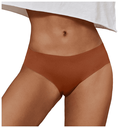 Fulorrnie Underwear for Women Plus Size Hipster Breathable Comfort Panty Casual Briefs Elastic Waist Panties Coffee S