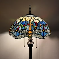 Enjoy Décor Lamps Tiffany 2-Light Dragonfly Blue Stained Glass Bowl Floor Lamp