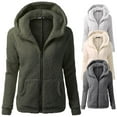 thumbnail image 6 of Plush Hooded Tops For Women Winter Fleece Zip Up Jacket Coat Warm Solid Plus Size Long Sleeve Outwear With Pockets, 6 of 7