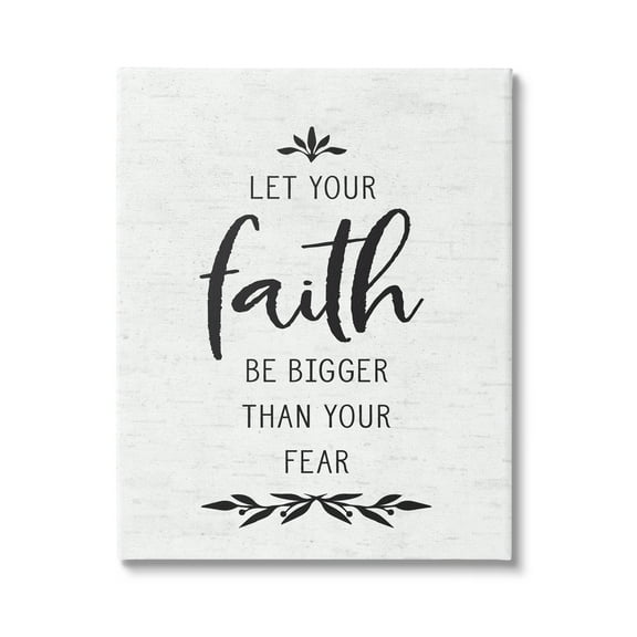 Stupell Industries Faith Over Fear Rustic Birch Pattern Botanical Motif Graphic Art Gallery Wrapped Canvas Print Wall Art, Design by Lettered and Lined