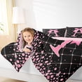 thumbnail image 4 of Manfei Kawaii Bowknot Letter A Bedding Comforter Set, Glitter Diamond Twin Comforter Sets, Black Pink Cartoon Reversible Bedding Set, Ultra Soft Home Decor, 2-Piece, 4 of 8