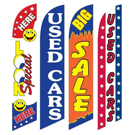 4 Advertising Swooper Flags Look Special Here Used Cars Big Sale