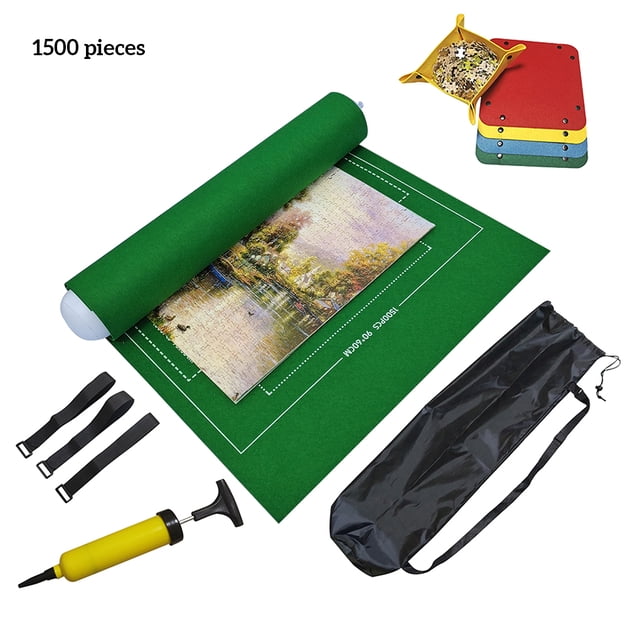 Baohd Ensemble de Tapis en Rouleau de Feutre, Coussinet de Rangement, Planche, Économiseur avec Tube Gonflable, Pompe, Sac de Rangement, Plateau, Vert, 1500 Pcs