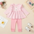 thumbnail image 3 of 18 Months Baby Girls Clothes 24 Months Girls 2PCS Outfits Set Toddler Girls Long Sleeve Stripe Top Pants Set Pink, 3 of 10