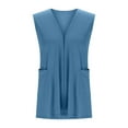 thumbnail image 6 of Htigea Plus Size Cardigan Womens Solid Color Sleeveless Loose Cardigans Tops Open Front Vest with Pockets Light Blue,XXXXXL, 6 of 7