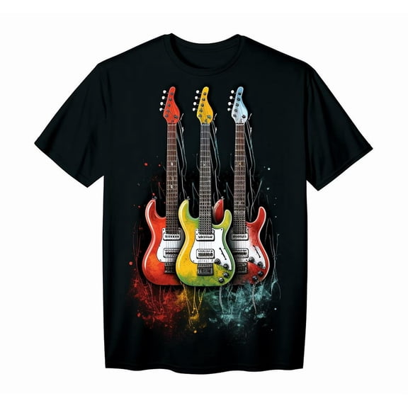 Vintage Electric Guitars Set of Three T-Shirt Men's Retro Rock Music Tee