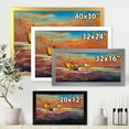 thumbnail image 4 of Sail ships On The Ocean Waves During Orange Evening Glow 32 in x 16 in Framed Painting Canvas Art Print, by Designart, 4 of 4