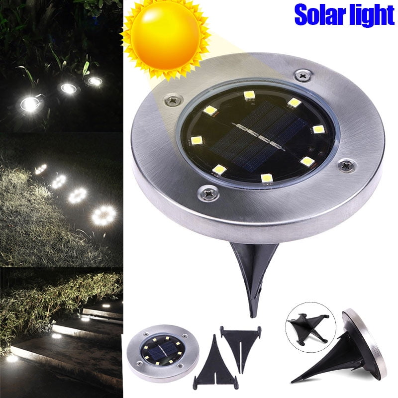 8 LED Solar Power Buried Light Under Ground Lamp Outdoor Path Way Garden Decor 