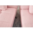 thumbnail image 4 of Convertible Futon 2-Seat Sofa Bed with Adjustable Backrest and Gold Metal Legs, Reclining Teddy Fabric Futon Loveseat Couch with Pillow for Dorm Room Living Room, Pink, 4 of 7