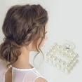 thumbnail image 2 of Unique Bargains Women Fashion Pearl Mini Hair Clip Pearl Oval Hairdo Clips 6 Pcs Pearl Hollow Large Square, 2 of 5